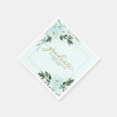 大学院金ゴールドティール（緑がかった色）フローラ卒業 スタンダードカクテルナプキン (角)