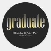 大学院金ゴールドブラックシンプルミニマリスト卒業 ラウンドシール (正面)