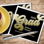 大学院金ゴールドブラックタイポグラフィシンプルカスタム スタンダードカクテルナプキン