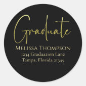 大学院金ゴールドブラック書道差出人住所 ラウンドシール (正面)