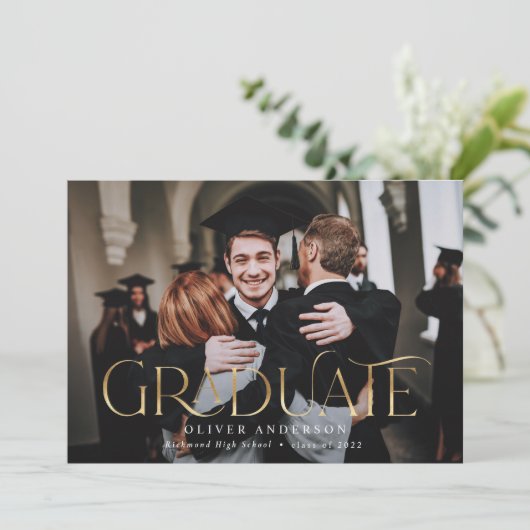 大学院金ゴールド写真水彩植物フローラ 案内状 (スタンド正面)