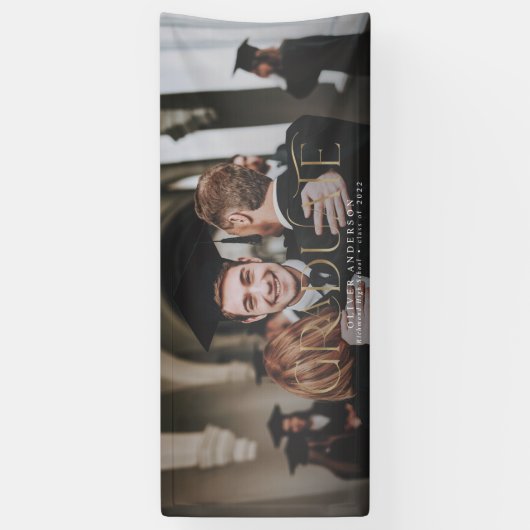 大学院金ゴールド写真水彩植物フローラ 横断幕 (縦)