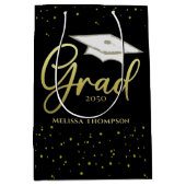 大学院金ゴールド卒業スクリプトキャップシンプル ミディアムペーパーバッグ (正面)