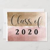 大学院金ゴールド及びピンクモダン卒業 案内状 (正面)