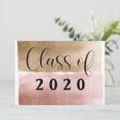 大学院金ゴールド及びピンクモダン卒業 案内状 (スタンド正面)