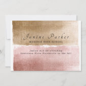 大学院金ゴールド及びピンクモダン卒業 案内状 (裏面)