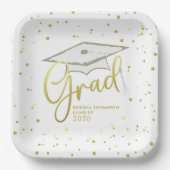 大学院金ゴールド書道の卒業上限 ペーパープレート (正面)