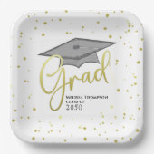 大学院金ゴールド書道の卒業上限 ペーパープレート (正面)