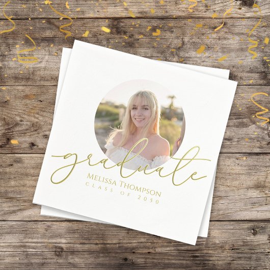 大学院金ゴールド書道ミニマリスト写真 スタンダードカクテルナプキン