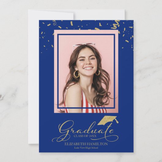 大学院金ゴールド紙吹雪大学院発表写真 案内状 (正面)