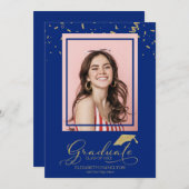 大学院金ゴールド紙吹雪大学院発表写真 案内状 (正面/裏面)