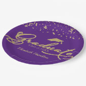 大学院金箔卒業パーティーブラックパープル ペーパープレート (アングル)