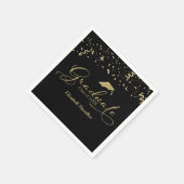 大学院金箔卒業パーティーブラック スタンダードカクテルナプキン (角)