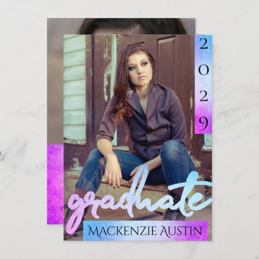 大学院2の写真 |スクリプトMermaid グラデーション Keepsake 招待状 (正面/裏面)