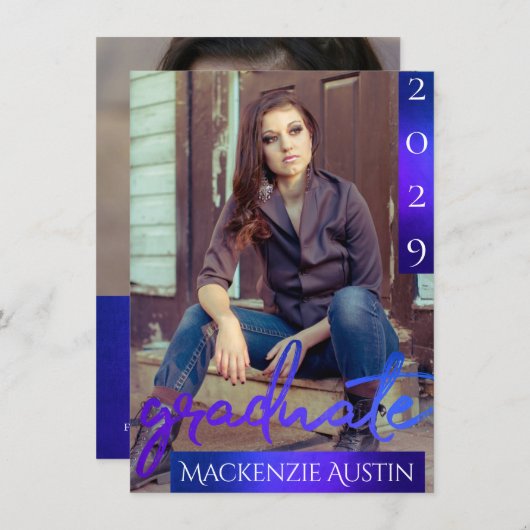 大学院2の写真 |マーメイドブルーグラデーショングリーンパーティー 招待状 (正面/裏面)