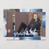 大学院2の写真 |青いスクリプトブクールラシキープサケ 招待状 (正面/裏面)