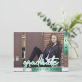 大学院2の写真 | Mint Light Green Brush Keepsake 招待状 (スタンド正面)