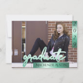 大学院2の写真 | Mint Light Green Brush Keepsake 招待状 (正面)