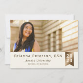 大学院2フォトアイボリー金ゴールドフェイクフォイルサッシ 案内状 (正面)