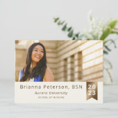 大学院2フォトアイボリー金ゴールドフェイクフォイルサッシ 案内状 (スタンド正面)