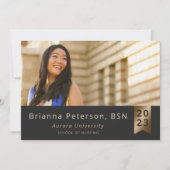 大学院2フォトブラック金ゴールドホイルフェイクサッシ 案内状 (正面)