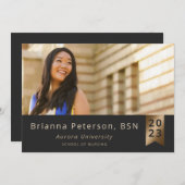 大学院2フォトブラック金ゴールドホイルフェイクサッシ 案内状 (正面/裏面)