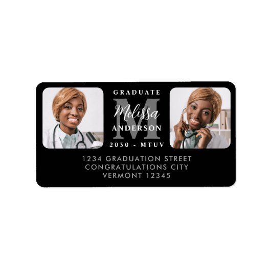 大学院2写真パーソナライズされた差出人住所 ラベル (正面)
