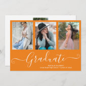 大学院4フォトコラージオレンジ卒業 招待状 (正面/裏面)