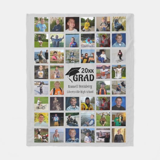 大学院44写真部氏名・学歴グレー フリースブランケット (正面)