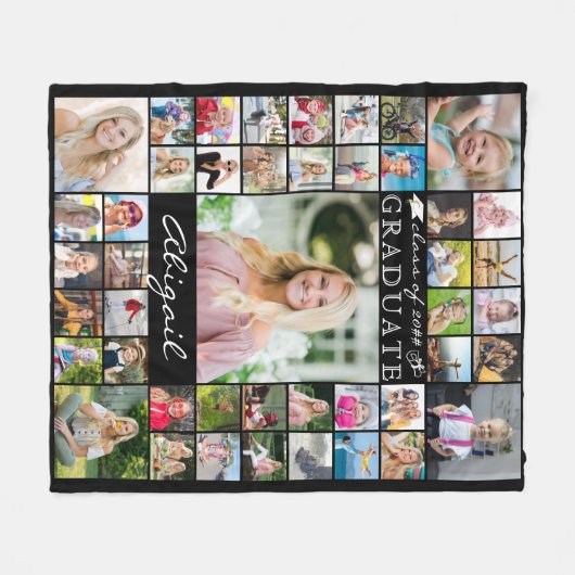 大学院45フォトコラージスクリプトカスタムの色 フリースブランケット (正面(横))
