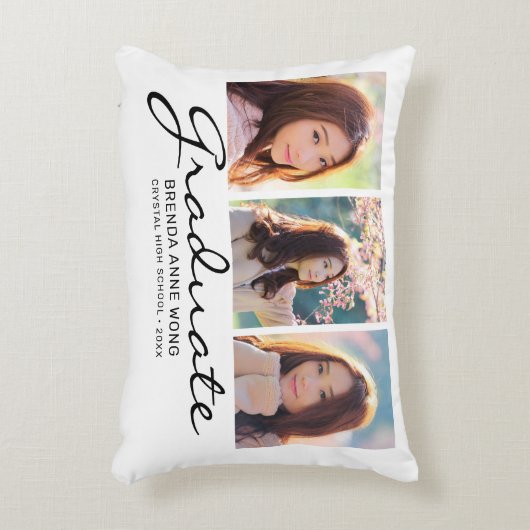 大学院6フォトコラージュ黒モダン文字 アクセントクッション (正面(垂直))