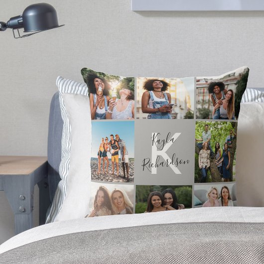 大学院8フォトコラージュと引用文グレー卒業 クッション