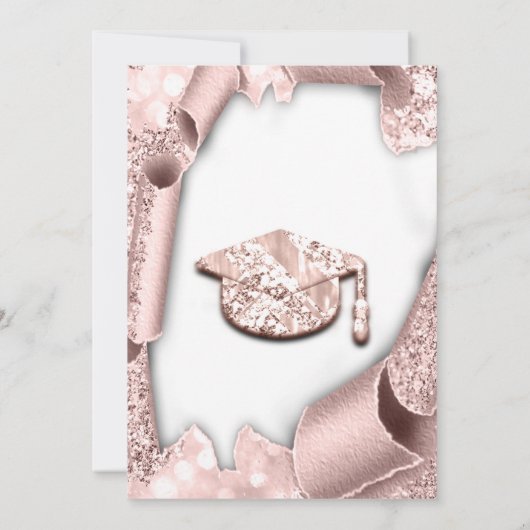 大学院CAPバチェロレッテホワイトローズピンク3D 招待状 (裏面)