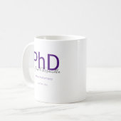 大学院Keepsake Black Purple Name PhD卒業 コーヒーマグカップ (正面左)