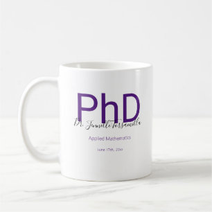 大学院Keepsake Black Purple Name PhD卒業 コーヒーマグカップ
