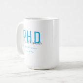大学院Keepsake Blue Black Name PhD コーヒーマグカップ (正面左)