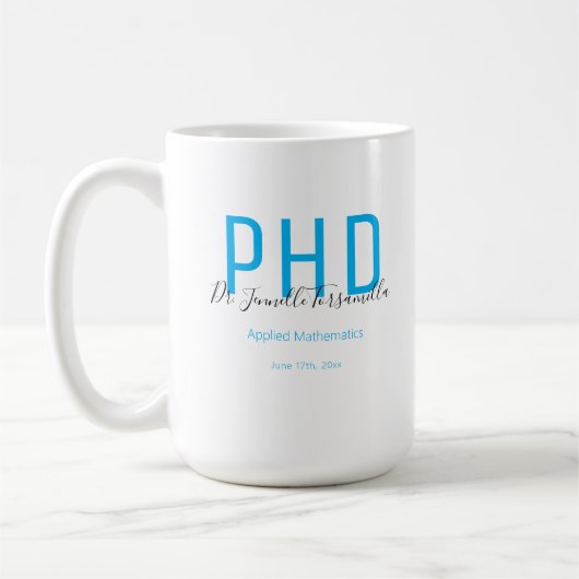 大学院Keepsake Blue Black Name PhD コーヒーマグカップ (左)