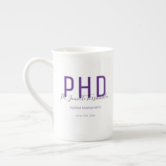 大学院Keepsake Purple Name Degree PhD ボーンチャイナマグカップ (左)