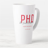大学院Keepsake Red Black Name Degree PhD カフェラテマグ (右アングル)