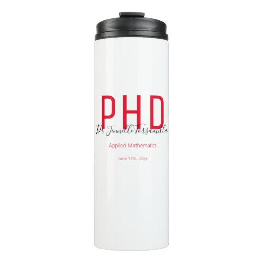 大学院Keepsake Red Black Name Degree PhD タンブラー (正面)