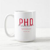大学院Keepsake Red Black Name PhD コーヒーマグカップ (左)