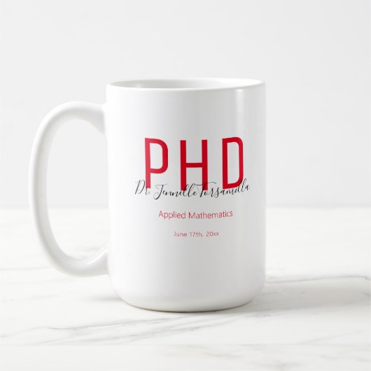 大学院Keepsake Red Black Name PhD コーヒーマグカップ (左)