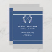 大学青及び白い卒業の発表 案内状 (正面/裏面)