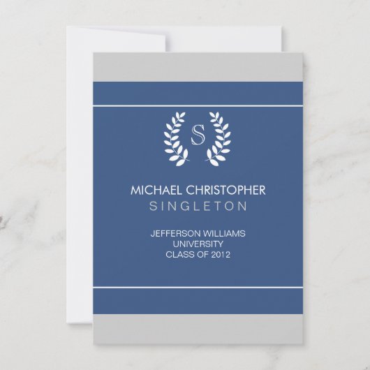 大学青及び白い卒業の発表 案内状 (正面)