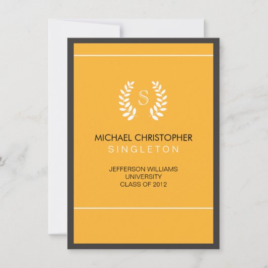 大学黒及び金ゴールドの卒業の発表 案内状 (正面)
