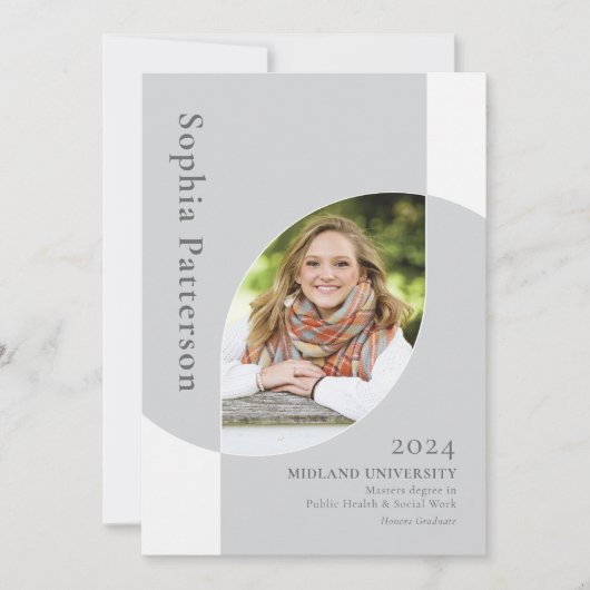 大学2年生フォトグレーホワイト 案内状 (正面)