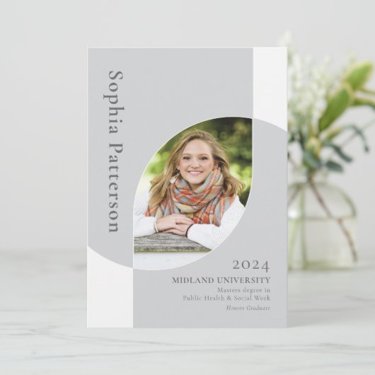 大学2年生フォトグレーホワイト 案内状 (スタンド正面)