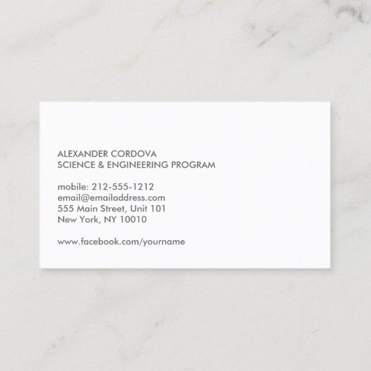 大学/大学生DKグレービジネスカード コーリングカード (裏面)