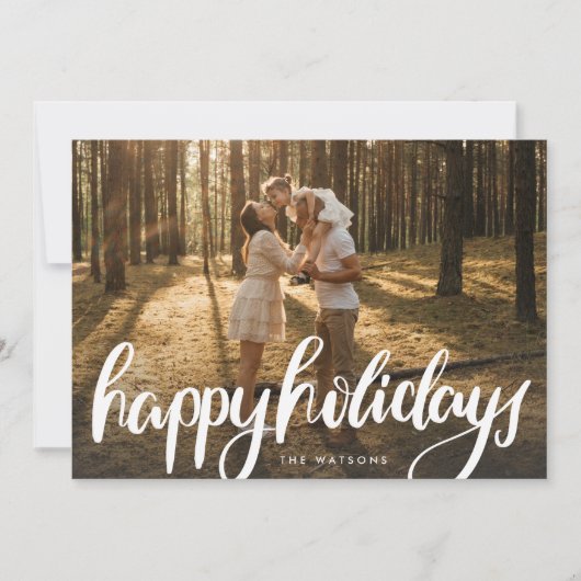 大家族の写真ハッピーホリデーフェスティバルスクリプトおもしろい シーズンカード (正面)