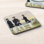 大尉、海軍将官および司令官は(衣服をとって下さい)地図をつくります コースター (左側)